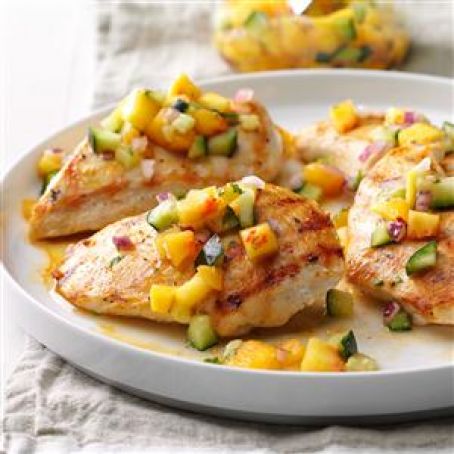 Chicken with Peach-Cucumber Salsa Recipe