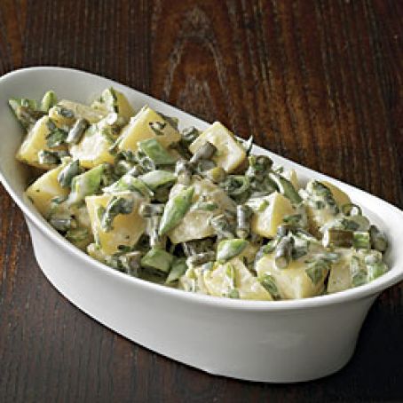 Potato Salad with Garlic Scapes, Snap Peas, and Scallions