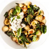 Orecchiette with Corn, Greens, and Ricotta