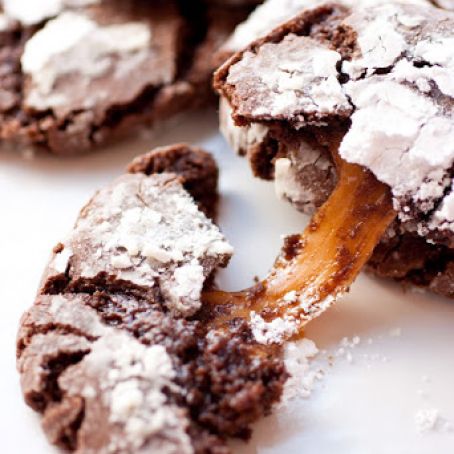 Salted Caramel Stuffed Chocolate Crinkle Cookies
