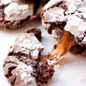 Salted Caramel Stuffed Chocolate Crinkle Cookies