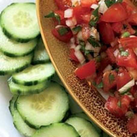 Tomato Salsa with Cucumber Chips