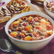 Sausage & Butternut Squash Stew with Cornmeal Scones and Honey