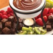 Fudge Fondue with Brownies and Fresh Fruit