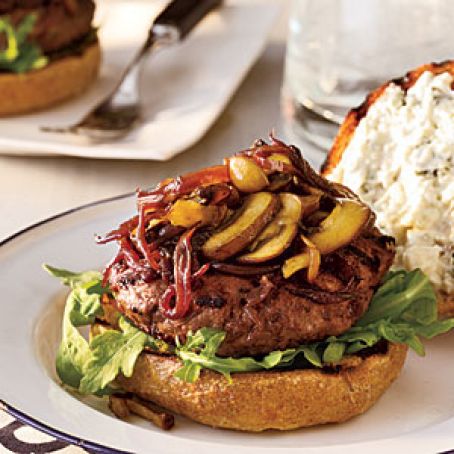 Cabernet-Balsamic Burgers with Sautéed Mushrooms & Onions