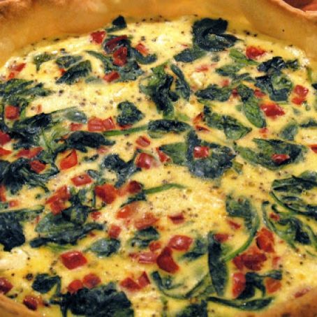 Spinach, Red Pepper, and Feta Quiche