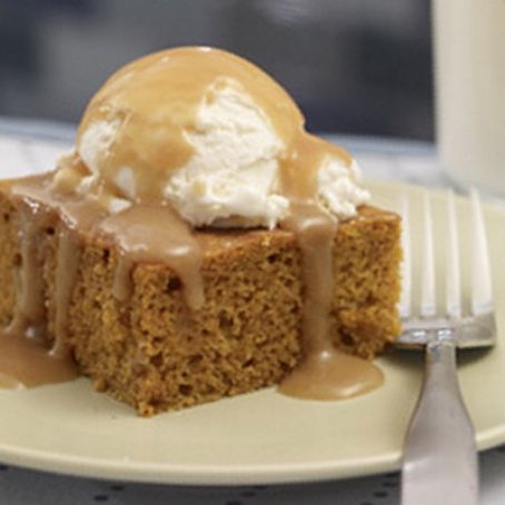 Pumpkin Squares with Cider Caramel Sauce