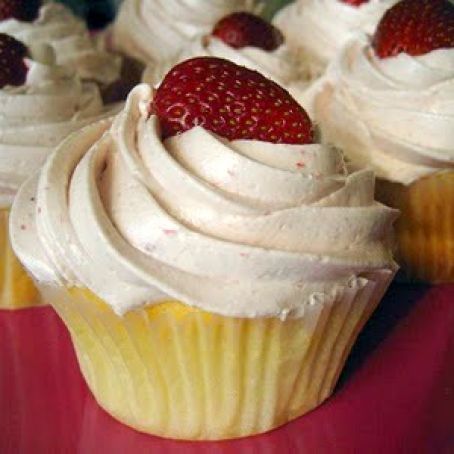 White Chocolate Cupcakes with Strawberry Buttercream Frosting