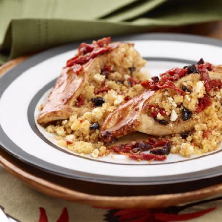 Couscous Stuffed Chicken Breast with Feta, Sun-Dried Tomatoes and Kalamata Olives