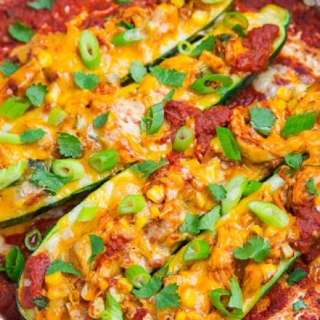 Chicken Enchilada Stuffed Zucchini