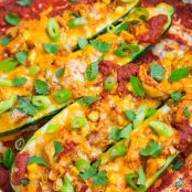 Chicken Enchilada Stuffed Zucchini