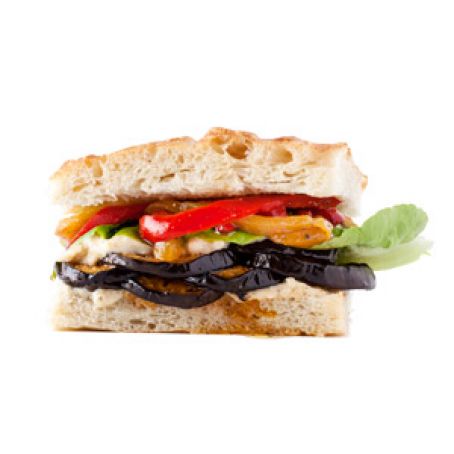 Eggplant With Peppers and Beans Sandwich