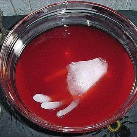 punch bowl with frozen hands and face