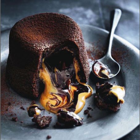 Chocolate and Caramel Molten Lava Cake