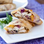 Chicken Egg Rolls with Red Cabbage, Mango & Lime