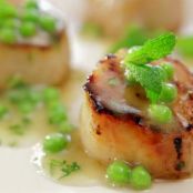 Scallops - Caramelized with Fresh Green Pea Vinaigrette