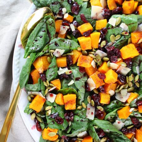 Roasted Butternut Squash Spinach Salad