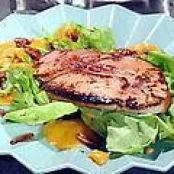 Chef Dave's Seared Ham Steak Salad with Bibb Lettuce, Warm Sweet Potato-Bourbon Dressing and Candied