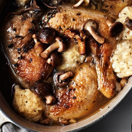 Chicken and Dumplings with Mushrooms