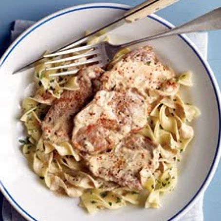 Chicken Paillards with sour cream - paprika sauce