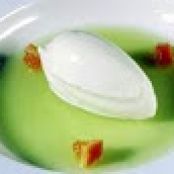 Roquefort Sorbet with Hot Apple and Lemon Gelatin