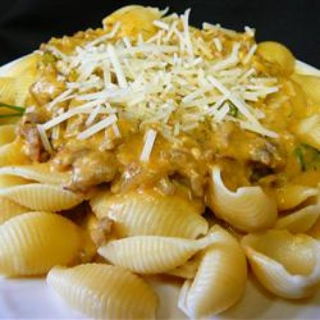 Pasta with Italian Sausage and Pumpkin Sauce