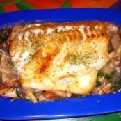Chilean Sea Bass with Spinach and Mushrooms