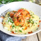 Buffalo Shrimp and Blue Cheese Grits