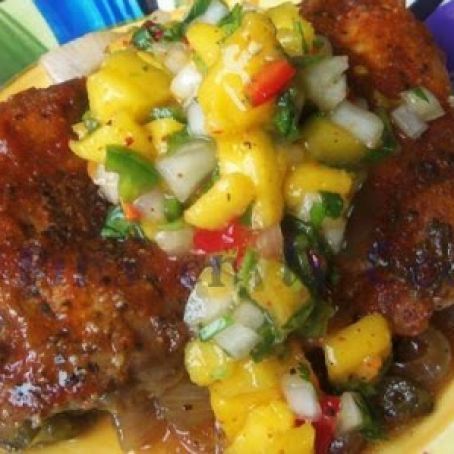Spicy Mango Barbeque Chicken with Fresh Mango Salsa