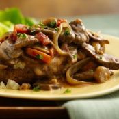 Beef and Vegetable Stroganoff-Topped Potato