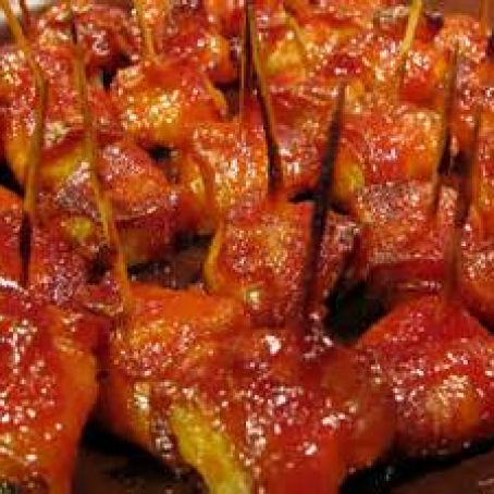 Bacon Wrapped Water Chestnut's with BBQ Sauce