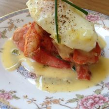 Paleo Lobster Eggs Benedict with White Wine Hollandaise