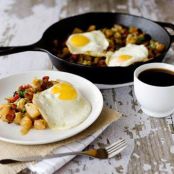 Potato and Bacon Hash with Fried Eggs