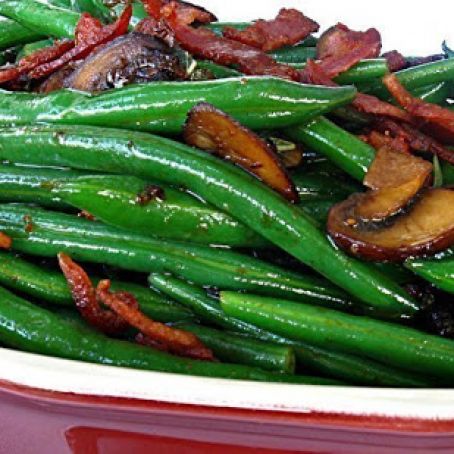 Dinosaur Sauteed Green Beans with Onions and Mushrooms
