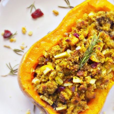 Cranberry Walnut Stuffed Butternut Squash