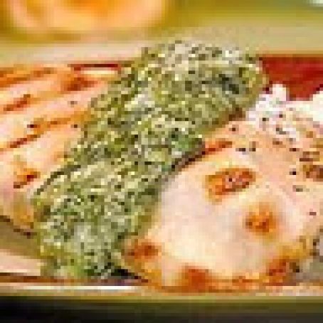 Baked Chicken With Green Spinach-Horseradish Sauce