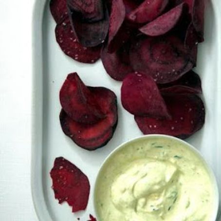 BEET CHIPS w/CURRIED SOUR CREAM