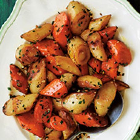 Braised Roll-Cut Carrots & Parsnips