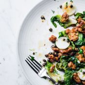Warm Escarole Salad with Sausage Vinaigrette