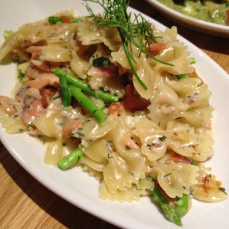 Delicious Farfalle with Salmon and Asiago Cheese