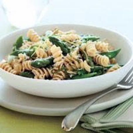Whole-Grain Rotini with Asparagus and Snap Peas