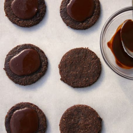 Cacao-Glazed Coin Cookies