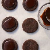 Cacao-Glazed Coin Cookies