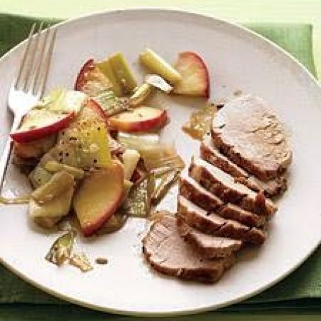 Pork Tenderloin with Sauteed Apples and Leeks