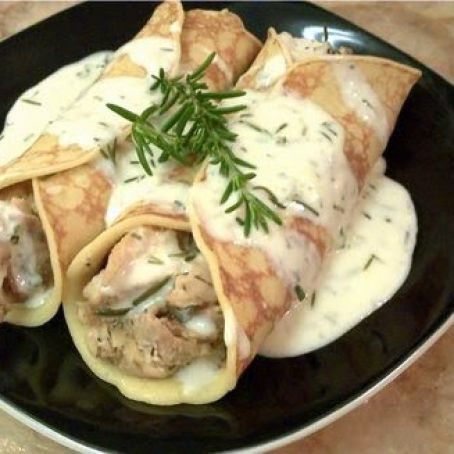 Herbed Chicken Crepes with Fresh Rosemary Cream Sauce