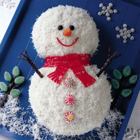 Smiling Snowman Cake