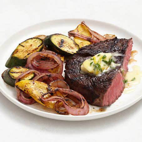Grilled Steak and Vegetables With Lemon-Herb Butter