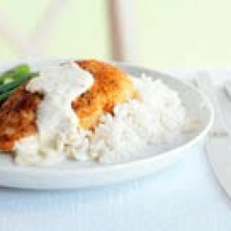 Parmesan-Crusted Chicken in Cream Sauce