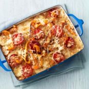 SCALLOPED POTATOES WITH TOMATOES AND PEPPERS