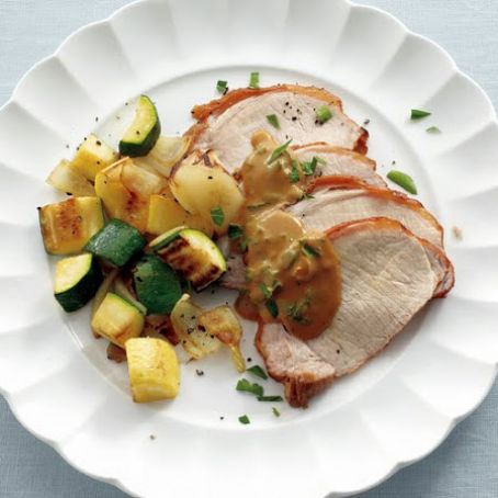 Pork Loin with Mustard Sauce & Sauteed Squash
